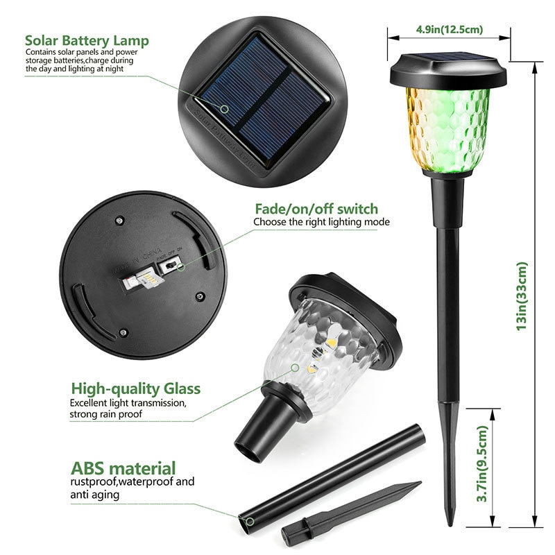 LED Solar Outdoor Lights Garden Lamp RGB Multi-Color Waterproof Solar Lights - Image 2