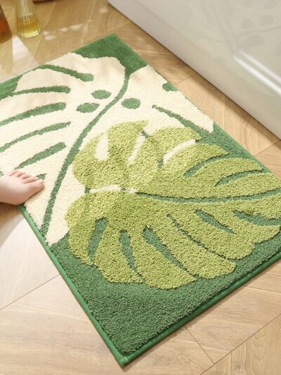 Leaves Non-Slip Bath Floor Mat Bathroom Fluffy Cashmere