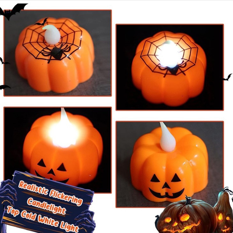 Halloween Pumpkin Candle Light Halloween Party Supplies LED Light Lantern Lamp Ornaments Props H - Image 5