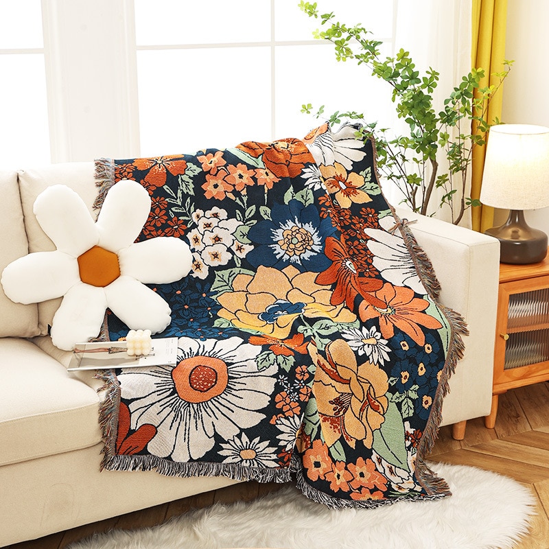 Boho Floral Blankets For Beds Sofa Summer Bed Throw Cover Aesthetic Soft Cotton - Image 10