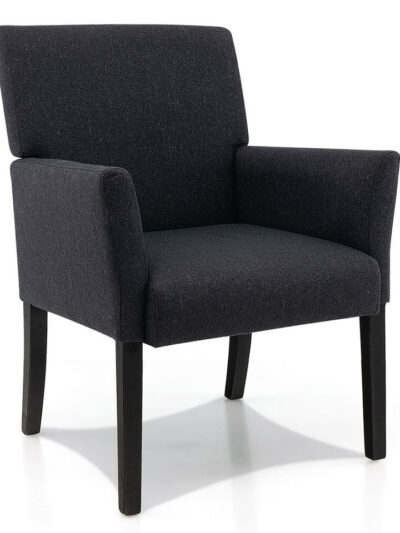 Executive Guest Chair Reception Waiting Room Arm Chair w/Rubber Wood Legs Black