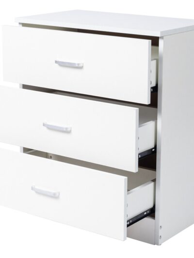3-Drawer Dresser Pure White with Handles Storage Night Stand