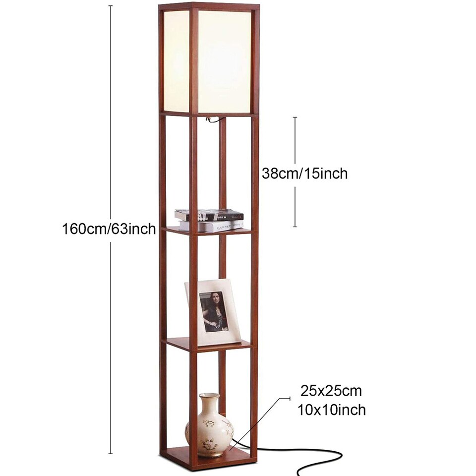 Modern LED Shelf Floor Lamp Skinny End Table Nightstand for Bedroom Standing Accent Light Attached - Image 3