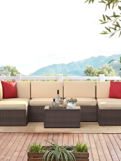 Outdoor Sectional Sofa Set With Fire Pit
