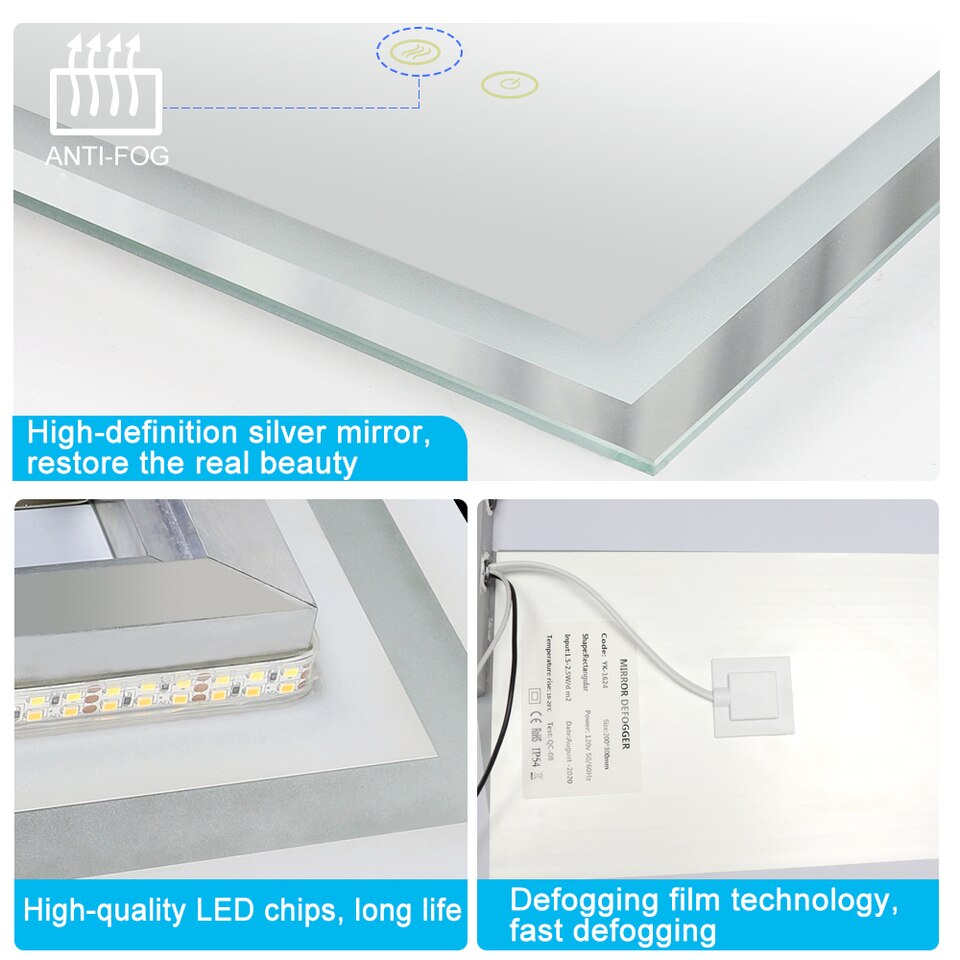 Depuley Vanity Mirror with Light 92x72cm Dimmable Touch LED Lighting - Image 4