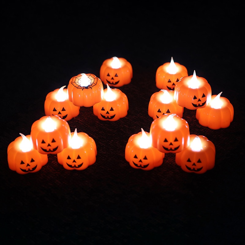 Halloween Pumpkin Candle Light Halloween Party Supplies LED Light Lantern Lamp Ornaments Props H - Image 2