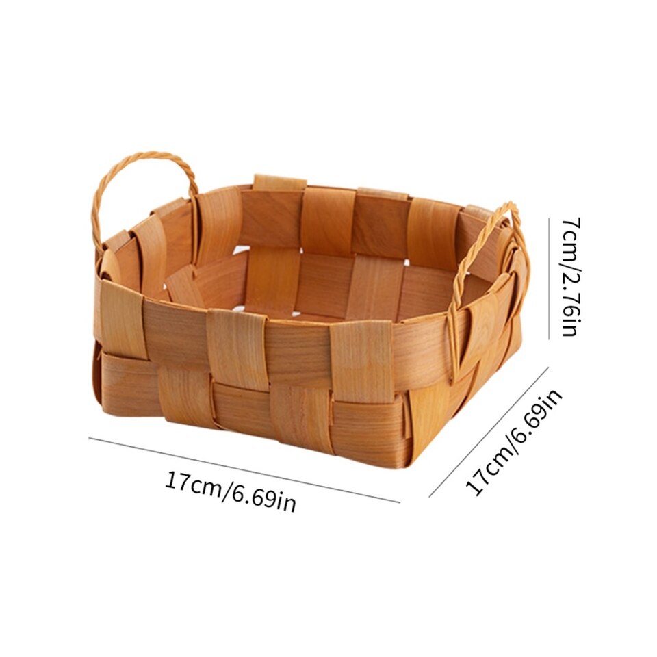 Desktop Storage Basket Fruit Vegetable Basket Bread Basket Hand Woven Bamboo - Image 10