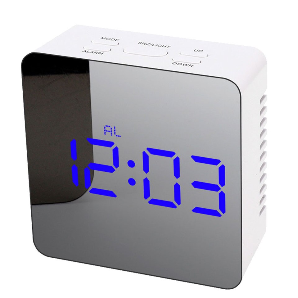 Hot! LED Mirror Table Clock Square Digital Alarm Snooze Display Time Night Light - Image 6