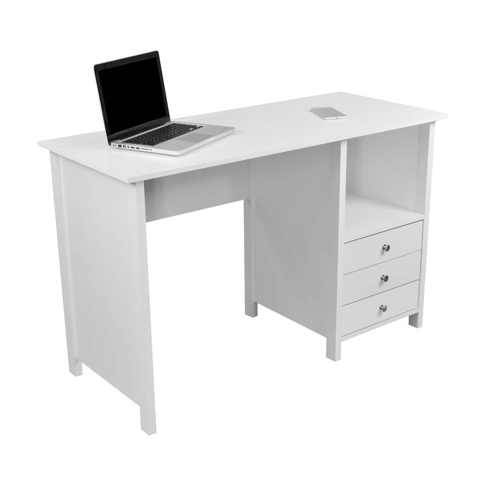 Techni Mobili Contemporary Desk with 3 Storage Drawers, White - Image 4