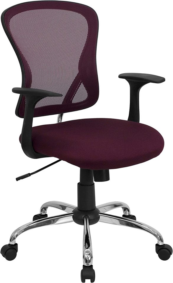 Flash Furniture Mid-Back Burgundy Mesh Swivel Task Office Chair with Chrome Base and Arms - Image 11