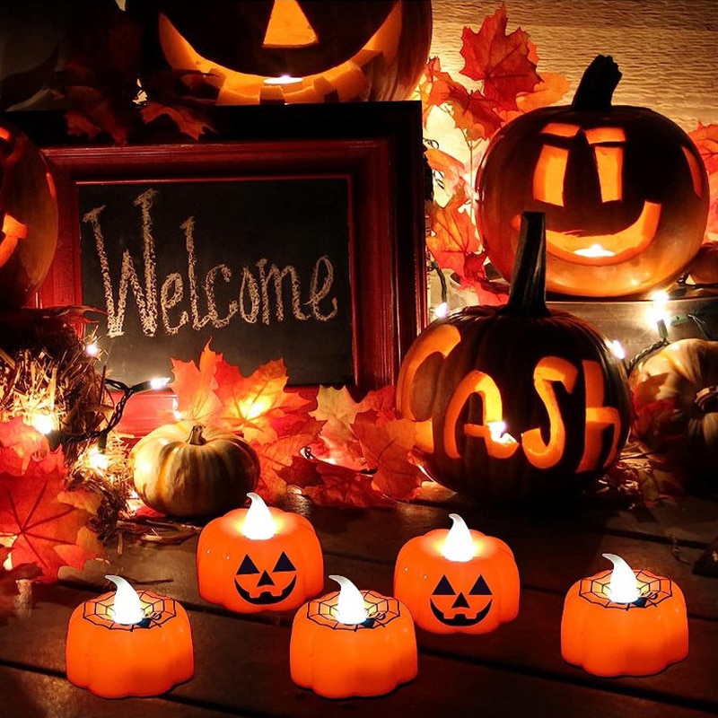 Halloween Pumpkin Candle Light Halloween Party Supplies LED Light Lantern Lamp Ornaments Props H - Image 7