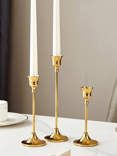 Retro Bronze Candle Holders Wedding Party Vintage Metal