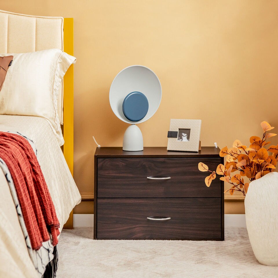 Costway 2-Drawer Dresser Stackable Horizontal Storage Organizer w/Handles Espresso - Image 6