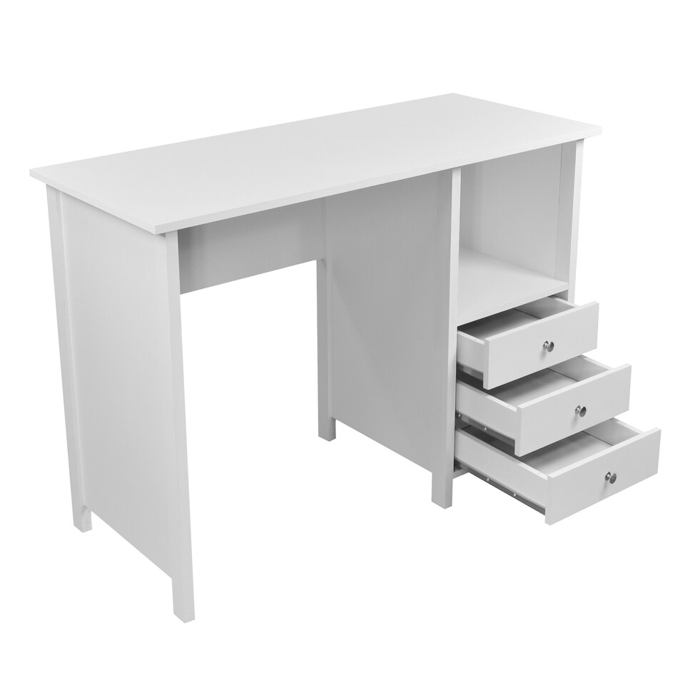 Techni Mobili Contemporary Desk with 3 Storage Drawers, White - Image 3