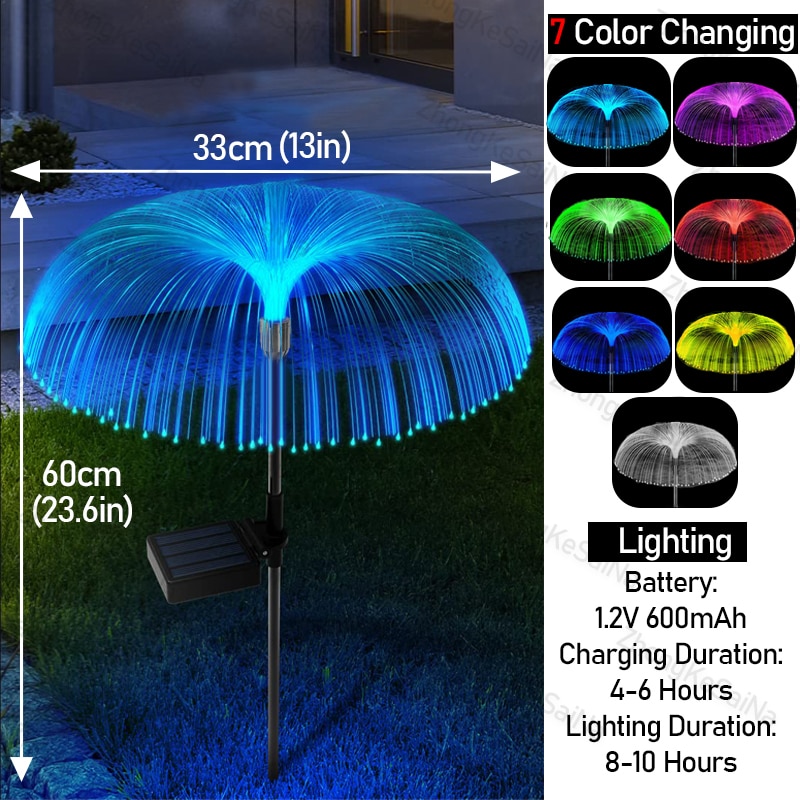 6/3/1Pcs Led 7Colors Solar Garden Lights Outdoor Waterproof Lawn Lights Fiber Optic - Image 8