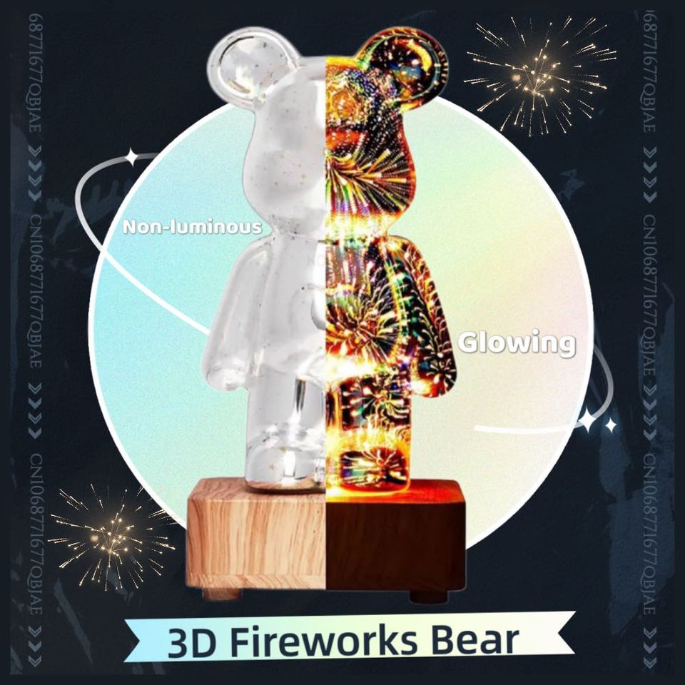 LED 3D Bear Firework Glass Lamp - Image 4