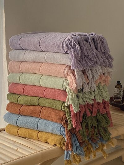 Turkey Tassel Bath Towel Plush Washcloth Washed Worsted Cotton Soft Absorbent Japanese Bathroom