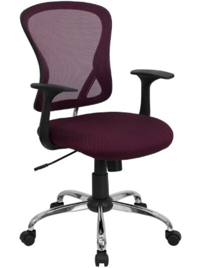 Flash Furniture Mid-Back Burgundy Mesh Swivel Task Office Chair with Chrome Base and Arms
